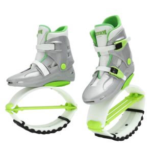 Skákací boty Kangoo Boots stribrno-zelene